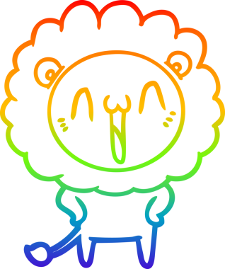 gökkuşağı gradyanı çizimi bir insan tarafından çizilmiş mutlu bir karikatür aslanı