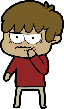 Bir insan tarafından çizilmiş sinirli çizgi film çocuğu.