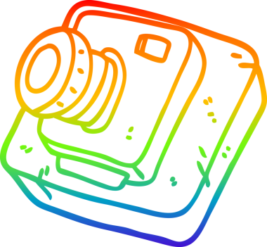 gökkuşağı gradyan çizgi çizimi bir insan tarafından çizilmiş eski bir kamera