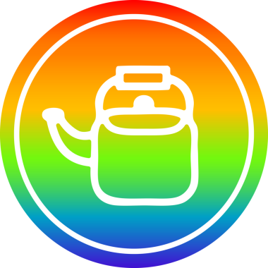 Mutfak çaydanlığı dairesel ikonu gökkuşağı gradyan bir insan tarafından çizilmiş