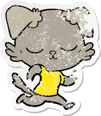 Bir insan tarafından çizilmiş şirin bir çizgi köpeğin sıkıntılı çıkartması.