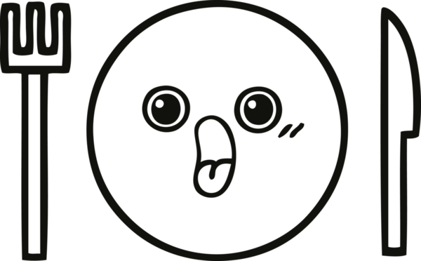 Bir insan tarafından çizilmiş bir yemek tabağının karikatürü.