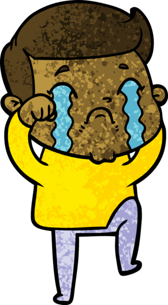 Bir insan tarafından çizilmiş ağlayan çizgi film adamı.