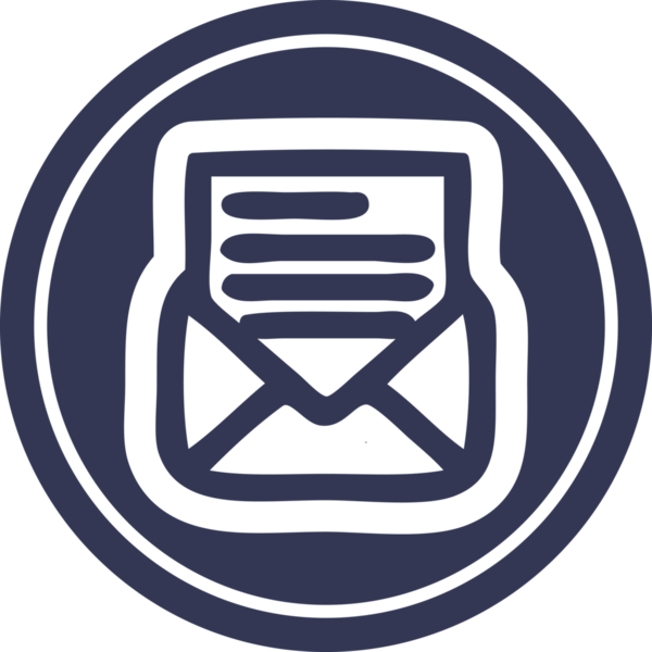 bir insan tarafından çizilmiş zarf harfi dairesel simgesi