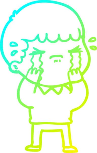 Bir insan tarafından çizilmiş ağlayan bir çizgi film karakteri çizimi.