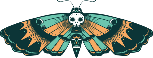 Bir insan tarafından çizilmiş ölü bir baş güvesinin ikonik dövme şekli