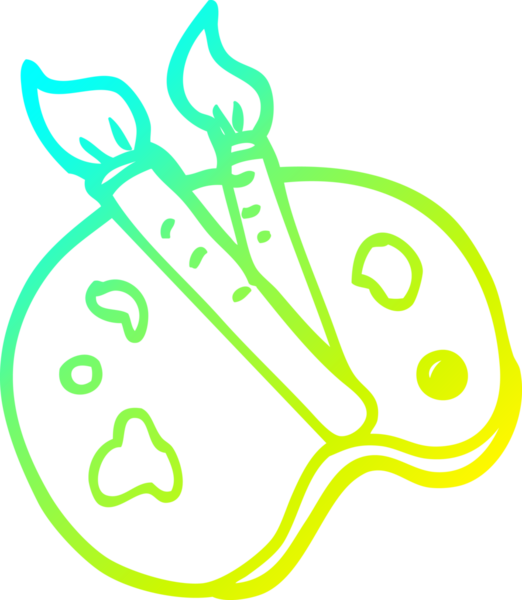 Bir insan tarafından çizilmiş bir karikatür paletinin soğuk gradyan çizimi