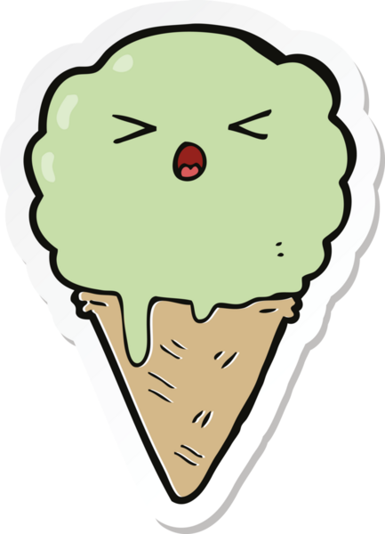 Bir insan tarafından çizilmiş karikatür dondurma etiketi.