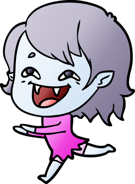 Bir insan tarafından çizilmiş gülen vampir kız çizgi filmi.