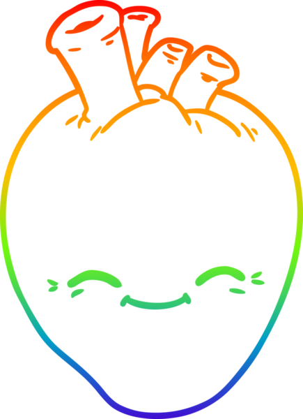 Bir insan tarafından çizilmiş mutlu bir kalbin çizgi çizimi.