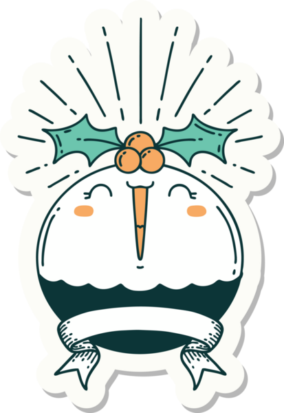 Bir insan tarafından çizilmiş bir dövme stili noel pudingi.