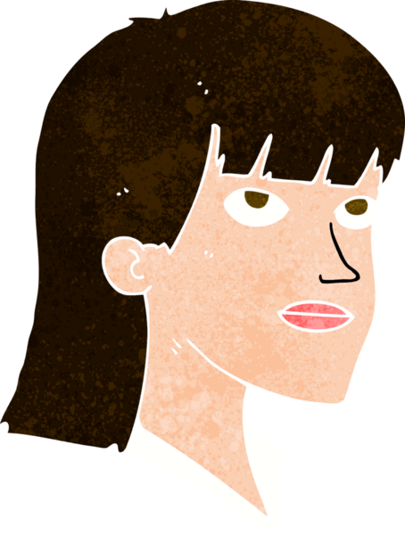 bir insan tarafından çizilmiş ciddi bir kadın çizgi filmi.