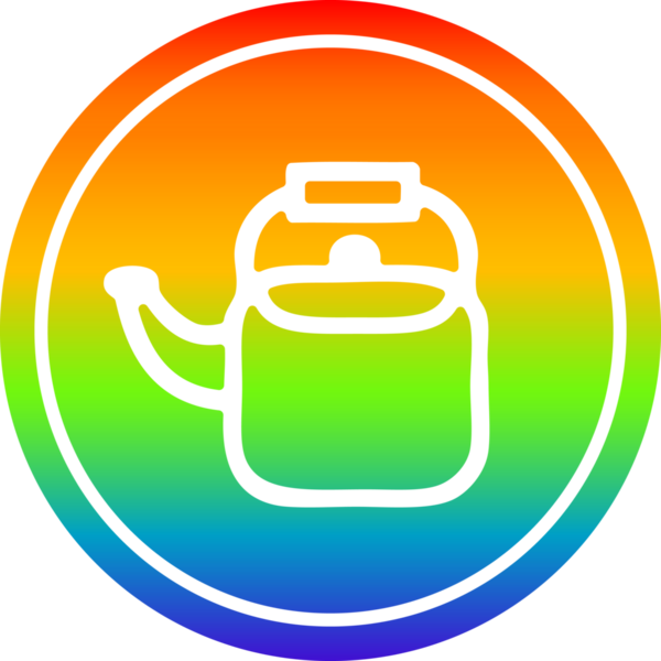 Mutfak çaydanlığı dairesel ikonu gökkuşağı gradyan bir insan tarafından çizilmiş