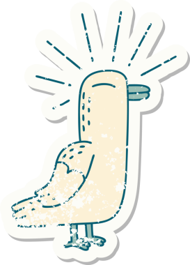 Bir insan tarafından çizilmiş martı dövmesi stili eski bir etiket.