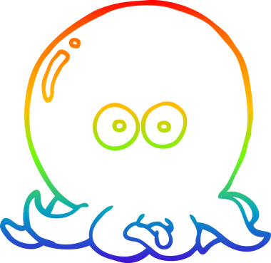 gökkuşağı gradyan çizgi çizimi bir insan tarafından çizilmiş ahtapot çizgi