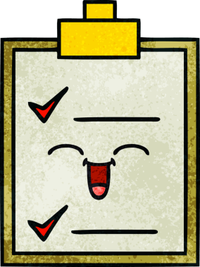 Bir insan tarafından çizilmiş kontrol listesinin retro grunge desen karikatürü