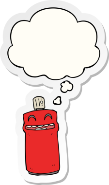 Düşünce baloncuklu çizgi film spreyi insan tarafından çizilmiş bir çıkartma.