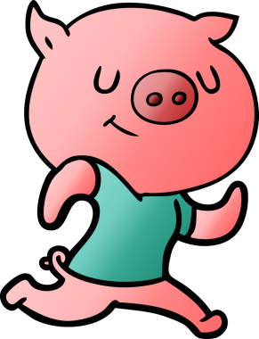 Bir insan tarafından çizilen mutlu domuz çizgi filmi.