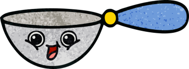 Bir insan tarafından çizilmiş bir kaşık retro grunge desen karikatürü.