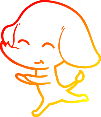 Bir insan tarafından çizilen sevimli bir filin sıcak çizgi çizimi