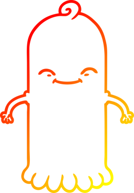 Bir insan tarafından çizilmiş bir çizgi film hayaletinin sıcak çizgi çizimi