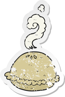 Bir insan tarafından çizilmiş sıcak turtanın gerilimli retro yapıştırması.