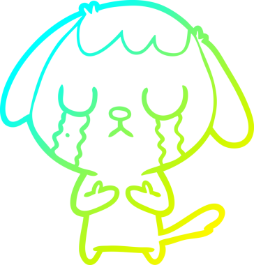 Bir insan tarafından çizilmiş ağlayan şirin bir köpeğin soğuk gradyan çizimi.