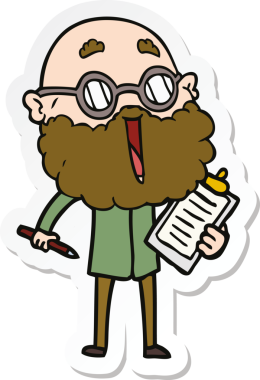 Bir insan tarafından çizilmiş sakallı neşeli bir adamın çıkartması.