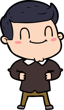 Bir insan tarafından çizilmiş çizgi film dostu bir adam.