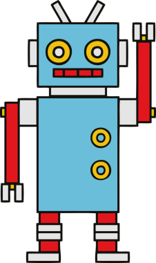 Bir insan tarafından çizilmiş dans eden bir robot çizimi.