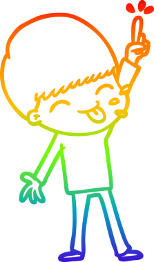 gökkuşağı gradyanı çizimi bir insan tarafından çizilmiş mutlu bir çizgi film çocuğu