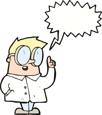 Bir insan tarafından çizilmiş konuşma balonu olan karikatür bilimcisi.