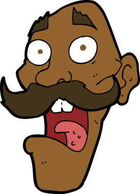 Çizgi film bir insan tarafından çizilmiş korkmuş yaşlı bir adam.