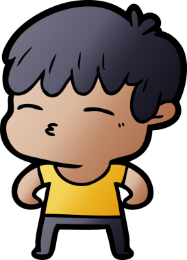 Bir insan tarafından çizilmiş meraklı bir çocuk.