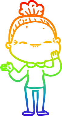 Gökkuşağı gradyan çizimi bir insan tarafından çizilmiş barışçıl yaşlı bir kadının çizimi