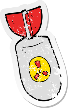 Bir insan tarafından çizilmiş bir atom bombasının gerilimli yapıştırması.