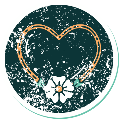 Bir insan tarafından çizilmiş kalp ve çiçeğin sembolik dövmesi.