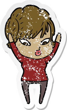 Bir insan tarafından çizilmiş karikatür bir kadının sıkıntılı çıkartması.