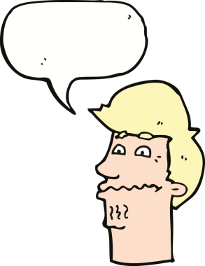 Bir insan tarafından çizilmiş konuşma balonlu sinirli bir adam.