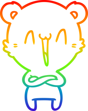 Mutlu kutup ayısı karikatürünü çizen gökkuşağı gradyanı bir insan tarafından çizilmiş.