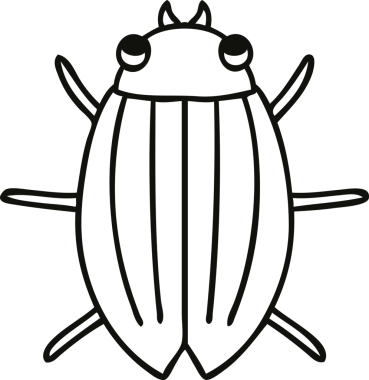 Bir insan tarafından çizilmiş garip çizgi film böceği.