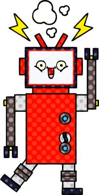 bir insan tarafından çizilmiş bir robotun çizgi roman tarzı