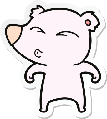 Bir insan tarafından çizilmiş ıslık çalan bir ayının çıkartması.