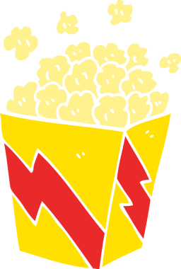 Bir insan tarafından çizilmiş çizgi film patlamış mısırı.