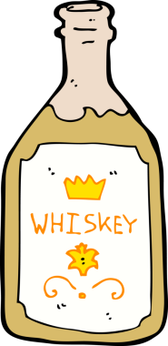 Bir insan tarafından çizilmiş viski şişesi.