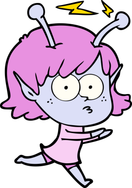 Bir insan tarafından çizilmiş uzaylı kız.