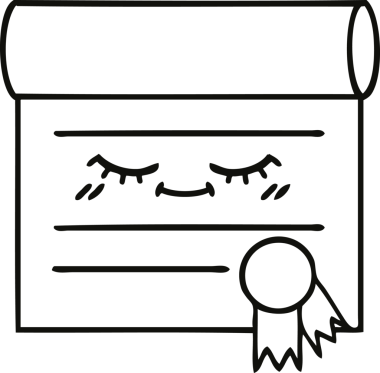 Bir insan tarafından çizilmiş bir sertifikanın çizgi çizimi