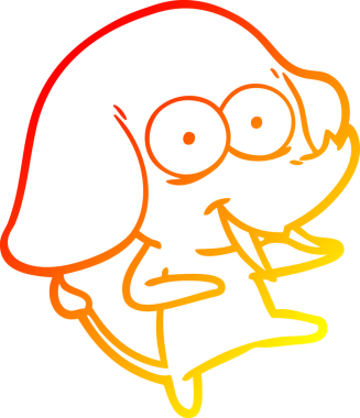 Bir insan tarafından çizilmiş mutlu bir filin sıcak çizgi çizimi