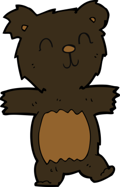 Bir insan tarafından çizilmiş sevimli siyah ayı yavrusu.