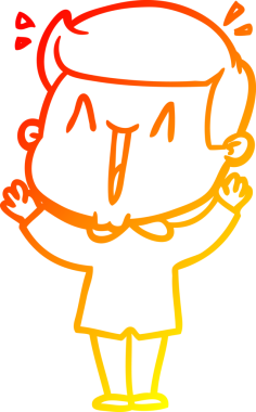 Bir insan tarafından çizilmiş, heyecanlı bir çizgi film çizimi.